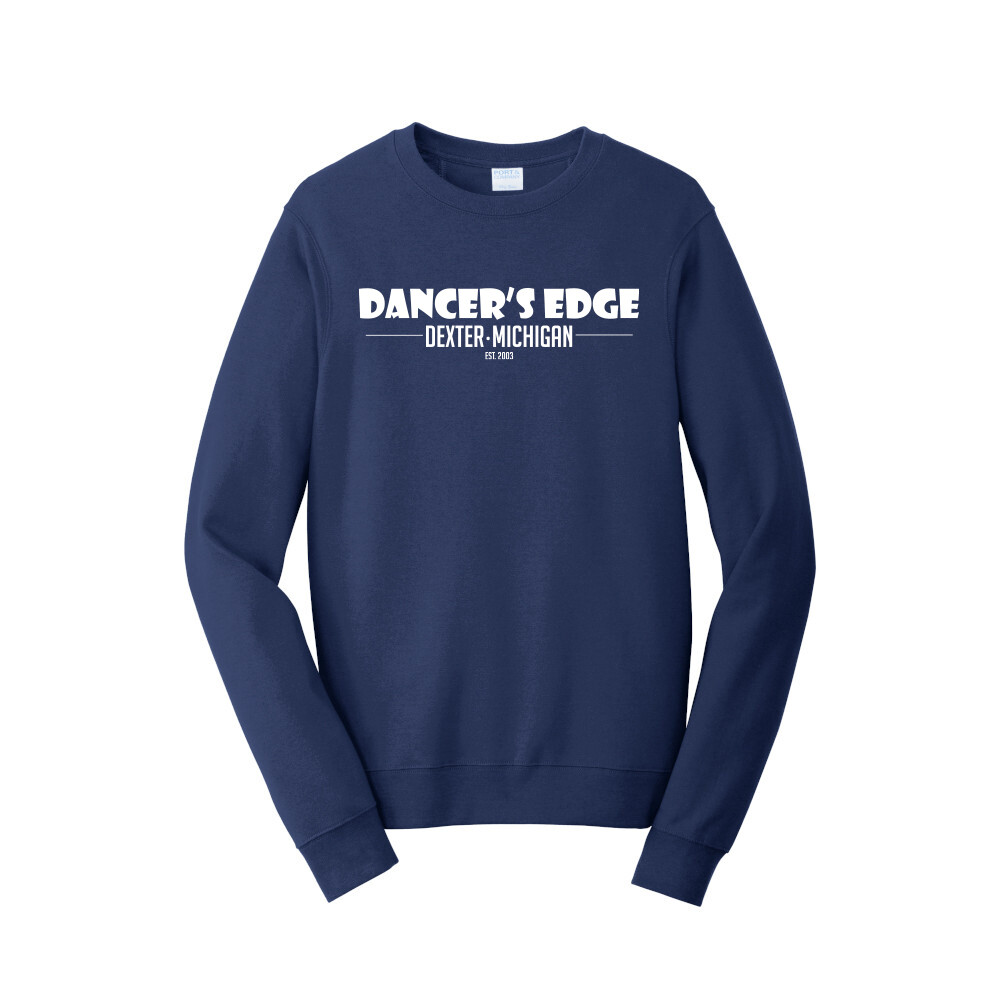 Dancers Edge logo Fleece Crewneck Sweatshirt (Available in Youth Sizes)-Navy