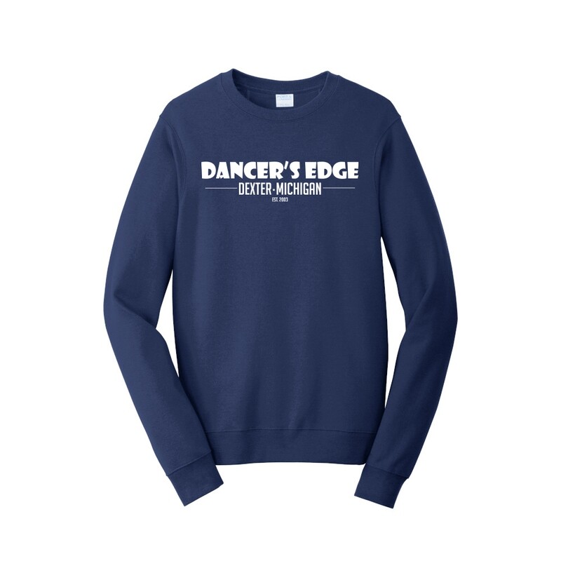 Dancers Edge logo Fleece Crewneck Sweatshirt (Available in Youth Sizes)-Navy
