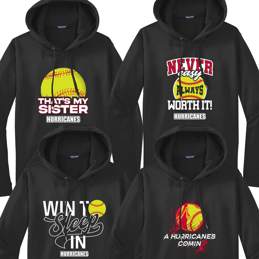 Slogan Performance Fleece Hooded Pullover - Black (Youth Sizes Available)