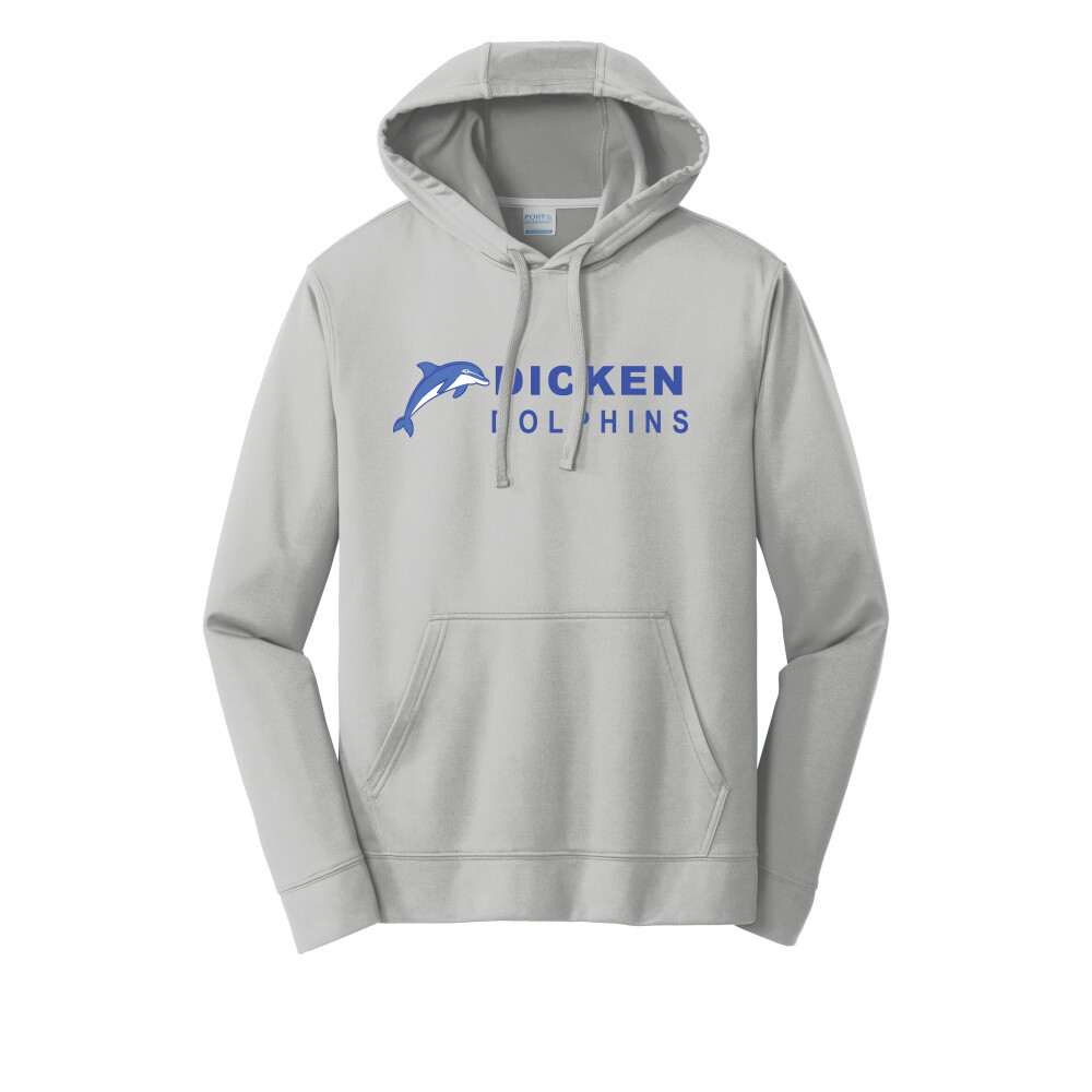 Adult Unisex Performance Fleece Pullover Hooded Sweatshirt -Silver