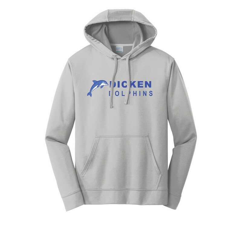 Adult Unisex Performance Fleece Pullover Hooded Sweatshirt -Silver