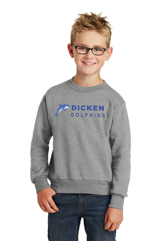 Youth Fleece Crewneck Sweatshirt- Grey, White