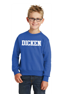 Youth Fleece Crewneck Sweatshirt- Royal (Dicken logo)