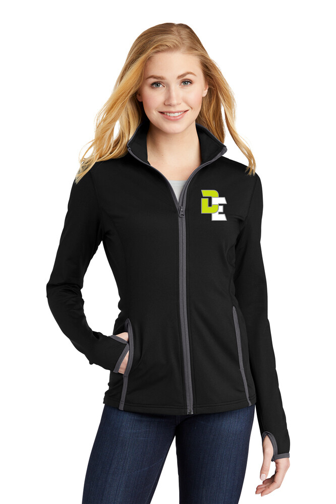 Sport-Tek Ladies Performance Stretch Contrast Full-Zip Jacket-Black or Grey