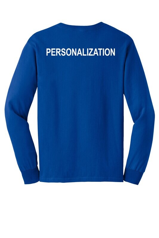 Unisex Long Sleeve Cotton Tee-Royal or Heather Grey