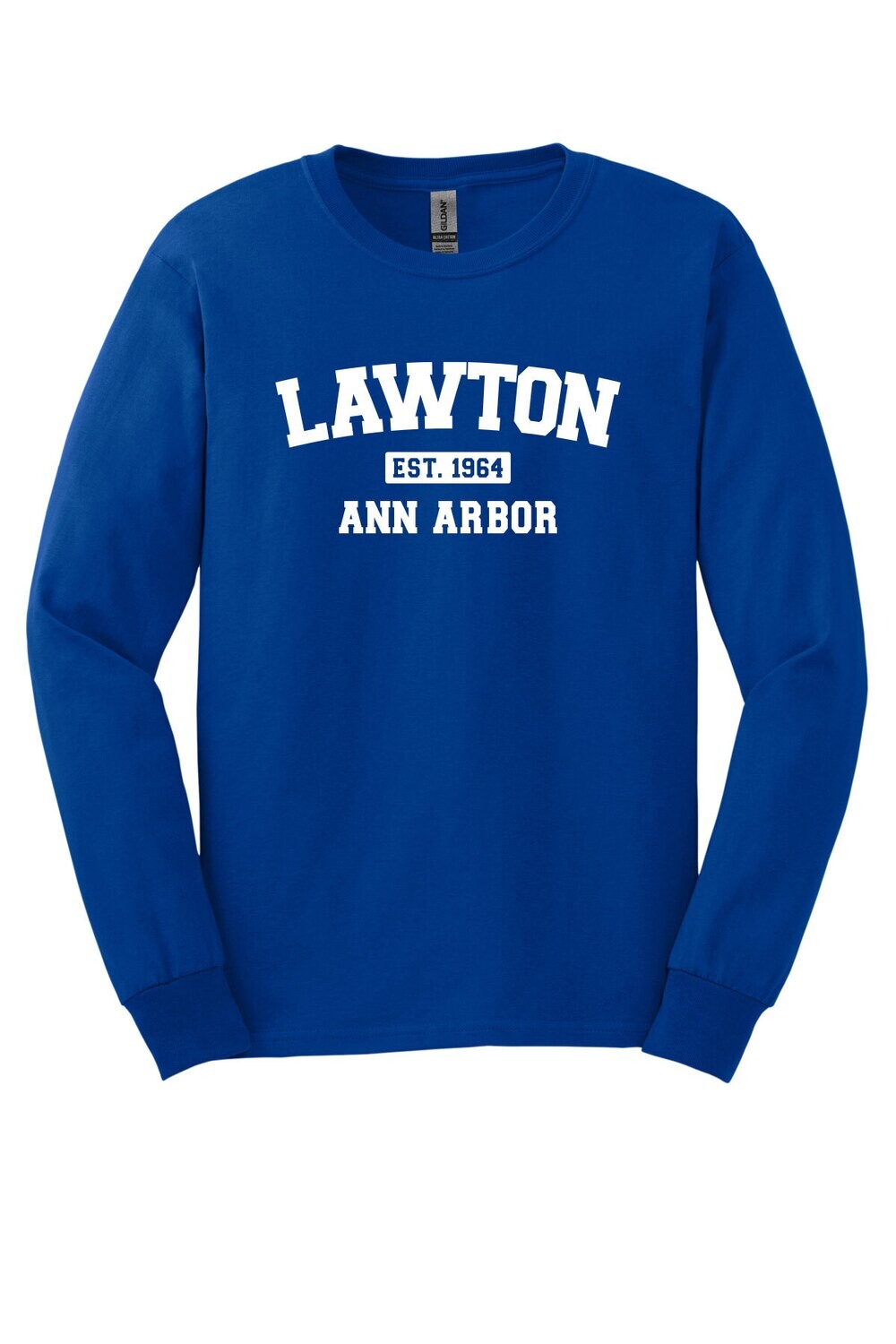 Youth Long Sleeve Cotton Tee-Royal or Heather Grey