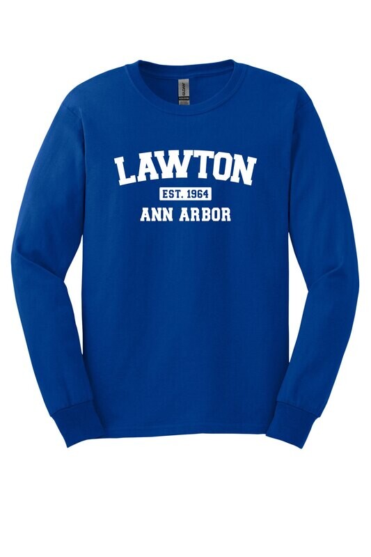 Youth Long Sleeve Cotton Tee-Royal or Heather Grey