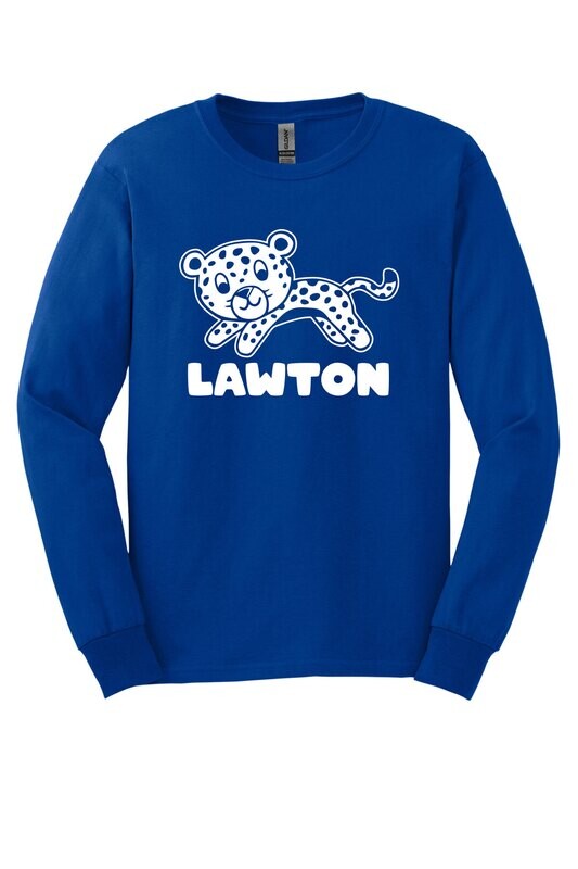 Youth Long Sleeve Cotton Tee-Royal or Heather Grey
