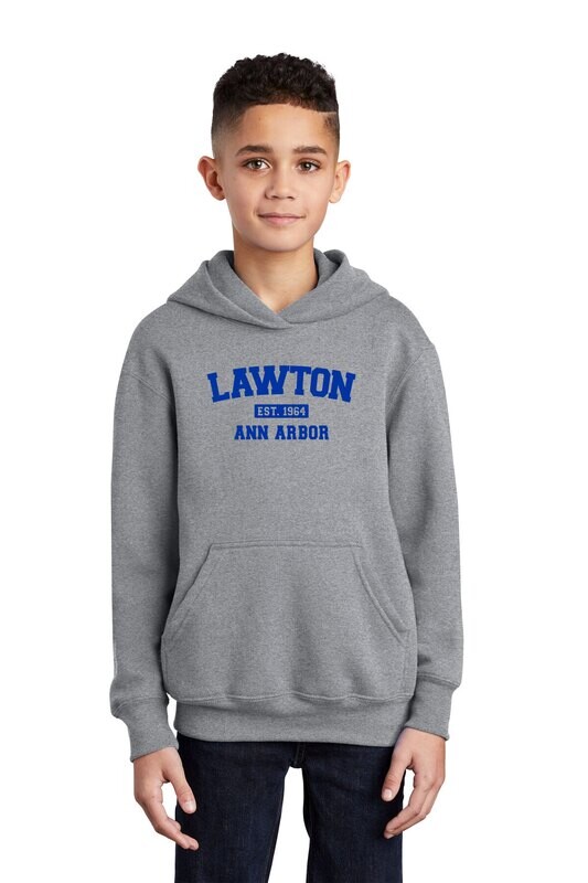 Youth Fleece Pullover Hooded Sweatshirt-Royal or Heather Grey