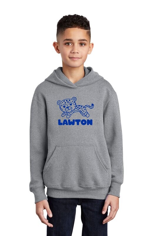 Youth Fleece Pullover Hooded Sweatshirt-Royal or Heather Grey