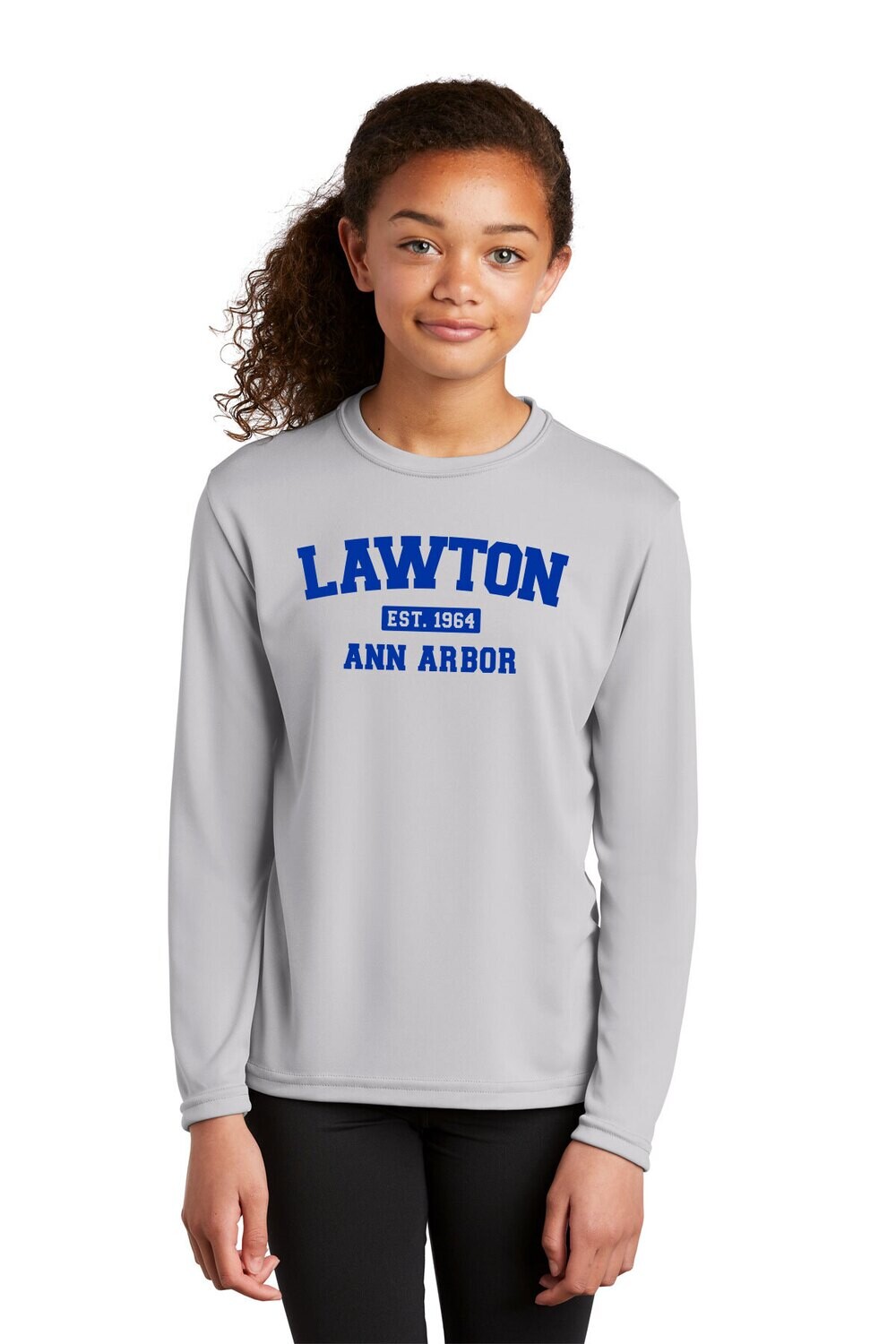 Youth Performance Long Sleeve Tee-Royal or Light Grey