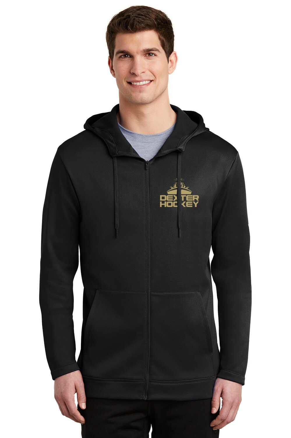 Nike Men's Therma Fit Full-Zip Fleece Hoodie - Black, Dark Grey Heather