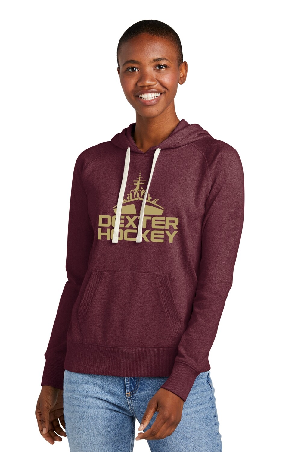 Women's Fleece Hoodie-Maroon, Black, Light Grey Heather Women's Fleece Hoodie-Maroon, Black, Light Grey Heather