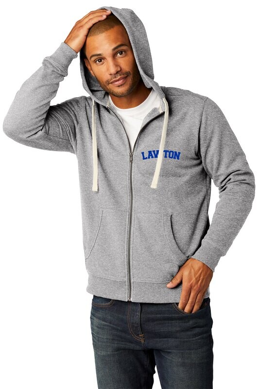 Unisex Full Zip Hooded Fleece-Heather Grey