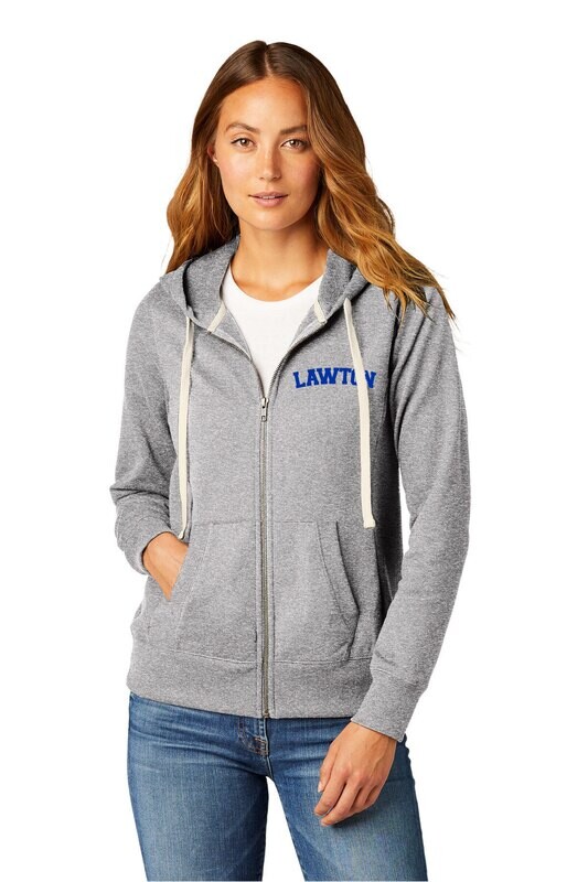 Ladies Full Zip Hooded Fleece-Heather Grey