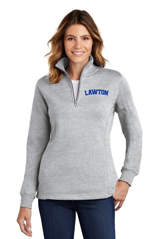 Ladies 1/4-Zip Sweatshirt-Heather Grey or Royal