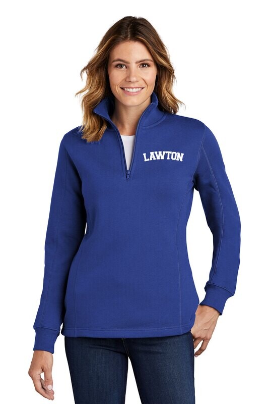 Ladies 1/4-Zip Sweatshirt-Heather Grey or Royal