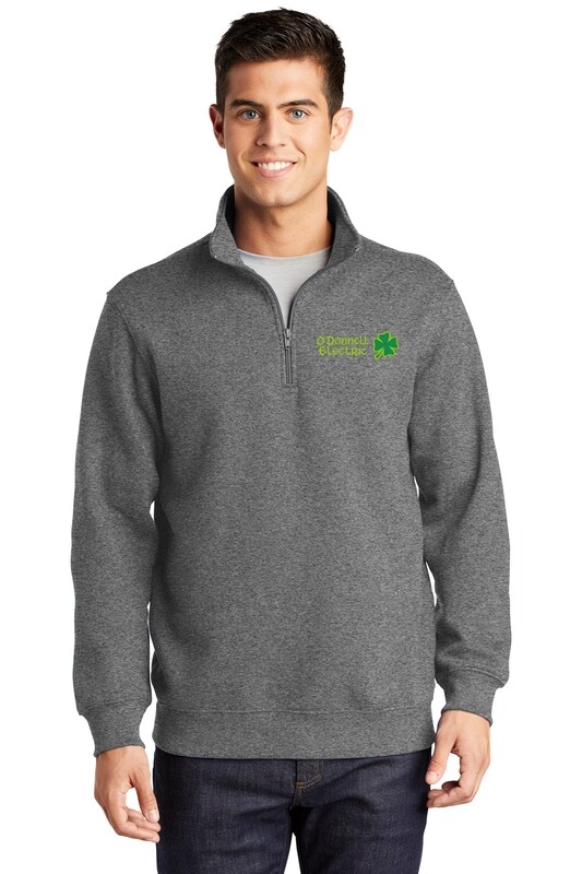 Men's 1/4 Zip Sweatshirt (Embroidered)- Forest Green, Grey, Black, White, Red, Navy