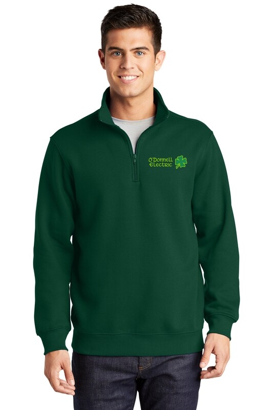 Men's 1/4 Zip Sweatshirt (Embroidered)- Forest Green, Grey, Black, White, Red, Navy