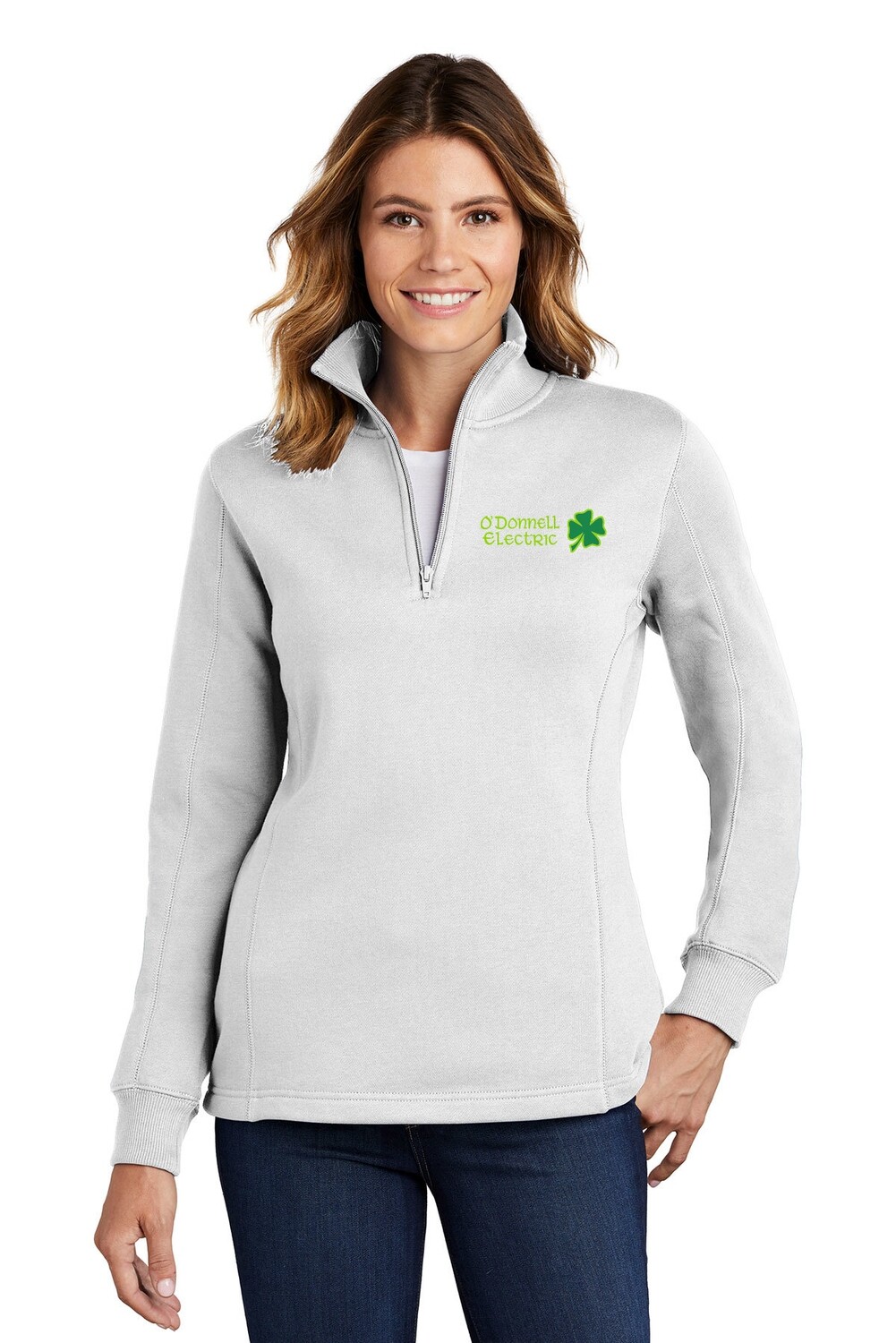 Women's 1/4 Zip Sweatshirt (Embroidered)- White, Dark Grey, Black, Red, Navy, Light Grey