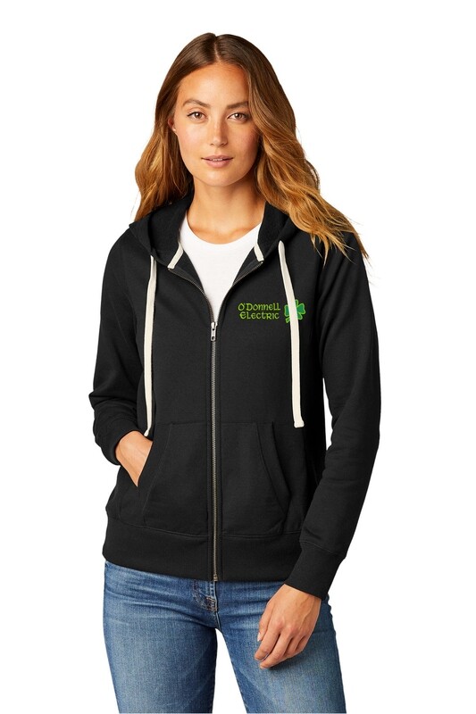 Women's Full Zip Fleece Hoodie (Embroidered)- Light Grey, Black, Charcoal Grey