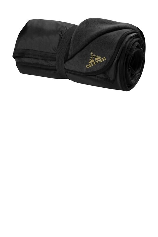 NEW-Fleece & Poly Travel Blanket-Black