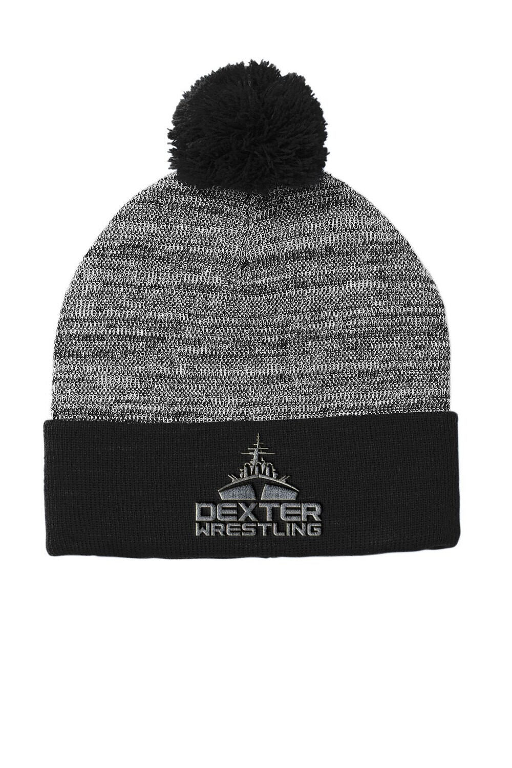 *WRESTLERS* Sport-Tek Heather Pom Pom Beanie- Black
