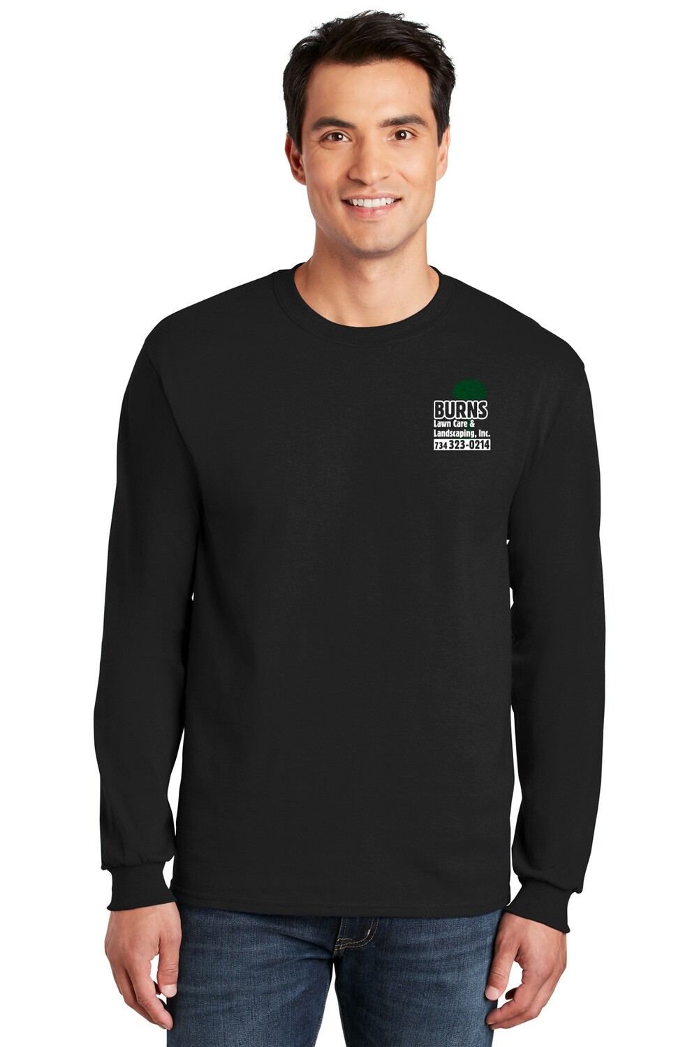 Unisex Cotton Long sleeve Tee (Youth sizes available) (Screen Print) -Black/Forest Green Unisex Cotton Long sleeve Tee (Youth sizes available) (Screen Print) -Black/Forest Green