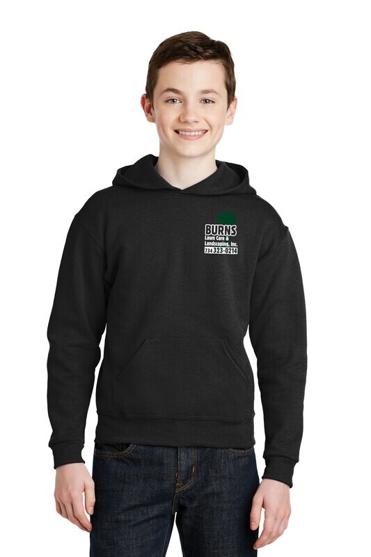 Youth Pullover Hooded Sweatshirt (Screen Print) -Black/Forest Green