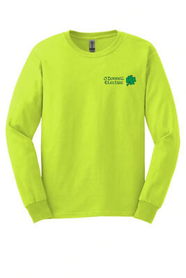 Soft Cotton Long Sleeve T-Shirt Grey or Safety Green