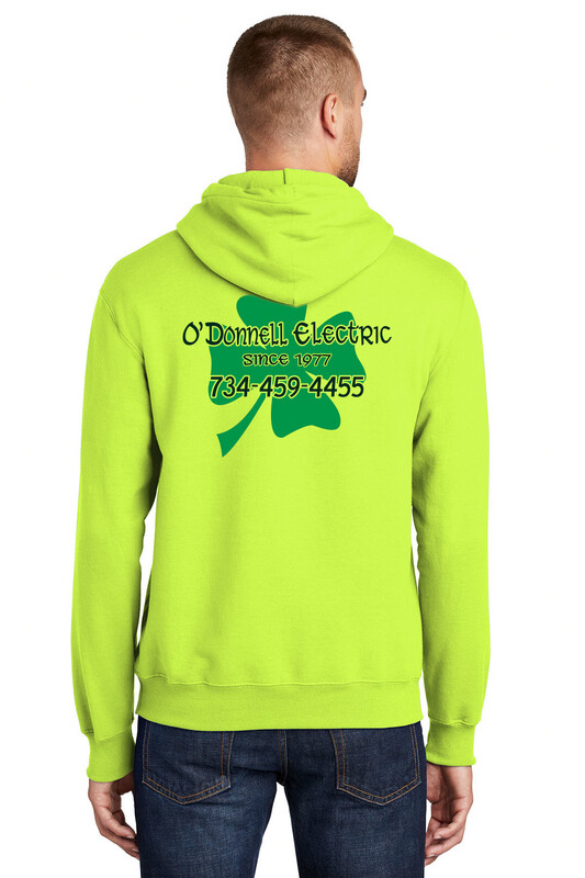 (O'Donnell Item) Unisex Fleece Pullover Hooded Sweatshirt (Screen print)-Safety Green