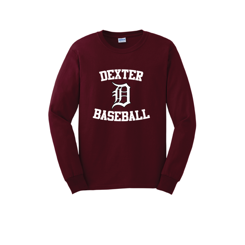 Basic Cotton Long Sleeve T-Shirt-Maroon/Black/White