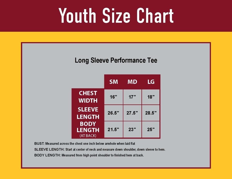 Youth Long Sleeve Performance Tee- Navy, Grey, White