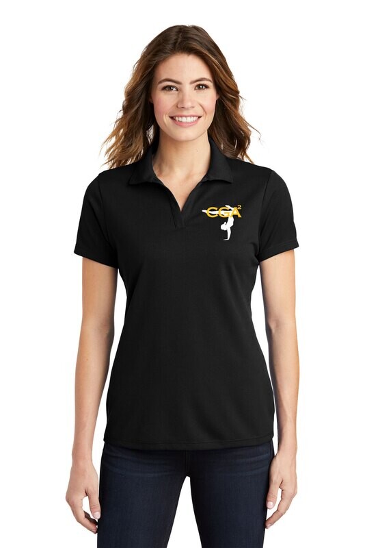 Women's Short Sleeve Performance Polo-Black/Dk Grey