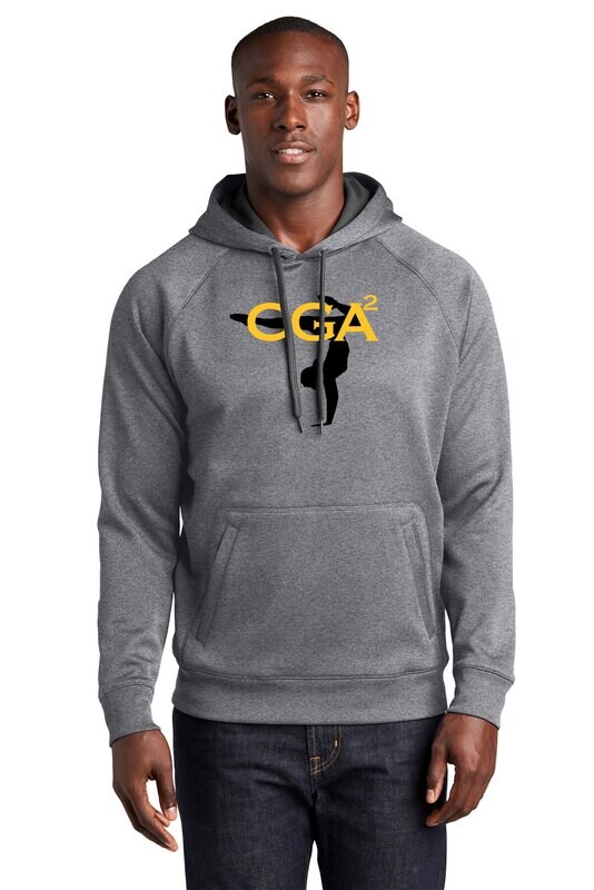 Unisex Performance Fleece Hooded Sweatshirt - Heathered Grey/Black