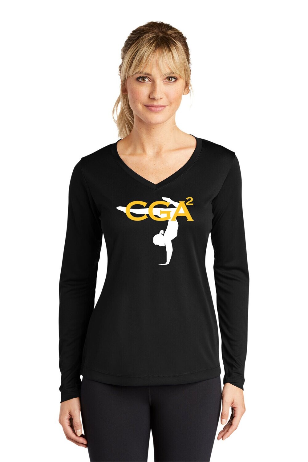 Women's Long Sleeve Performance T-shirt-Black/Dk Grey