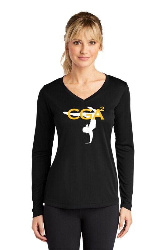 Women's Long Sleeve Performance T-shirt-Black/Dk Grey