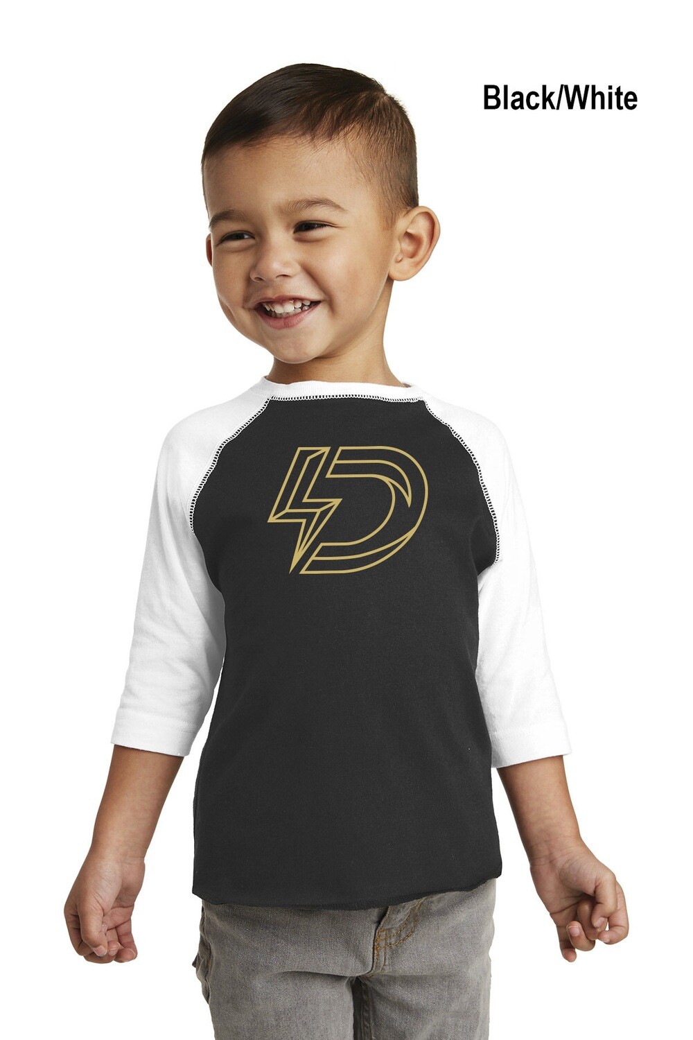 Toddler Baseball Tee-Black/White, White/Black Toddler Baseball Tee-Black/White, White/Black