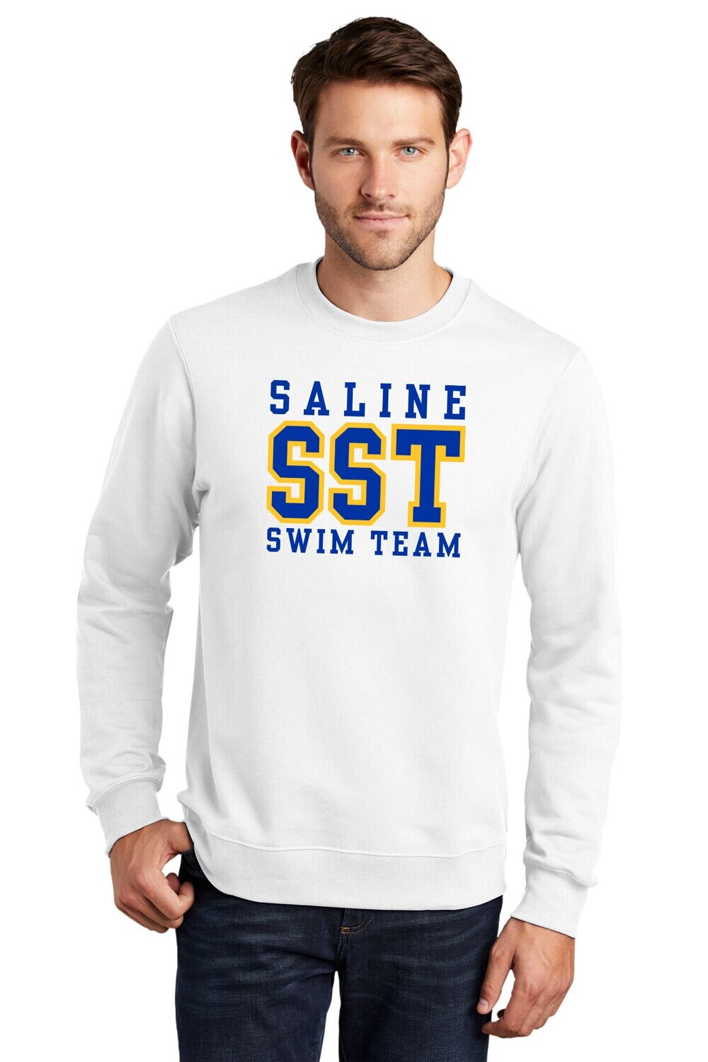 Unisex Fan Favorite Fleece Crewneck Sweatshirt-White/Black/Dk Hthr Grey