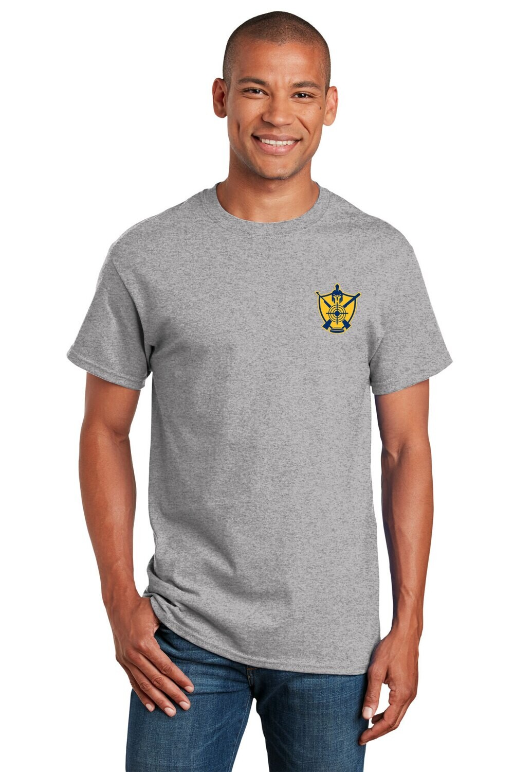 Unisex Basic Cotton Tee-Grey/Navy/Gold
