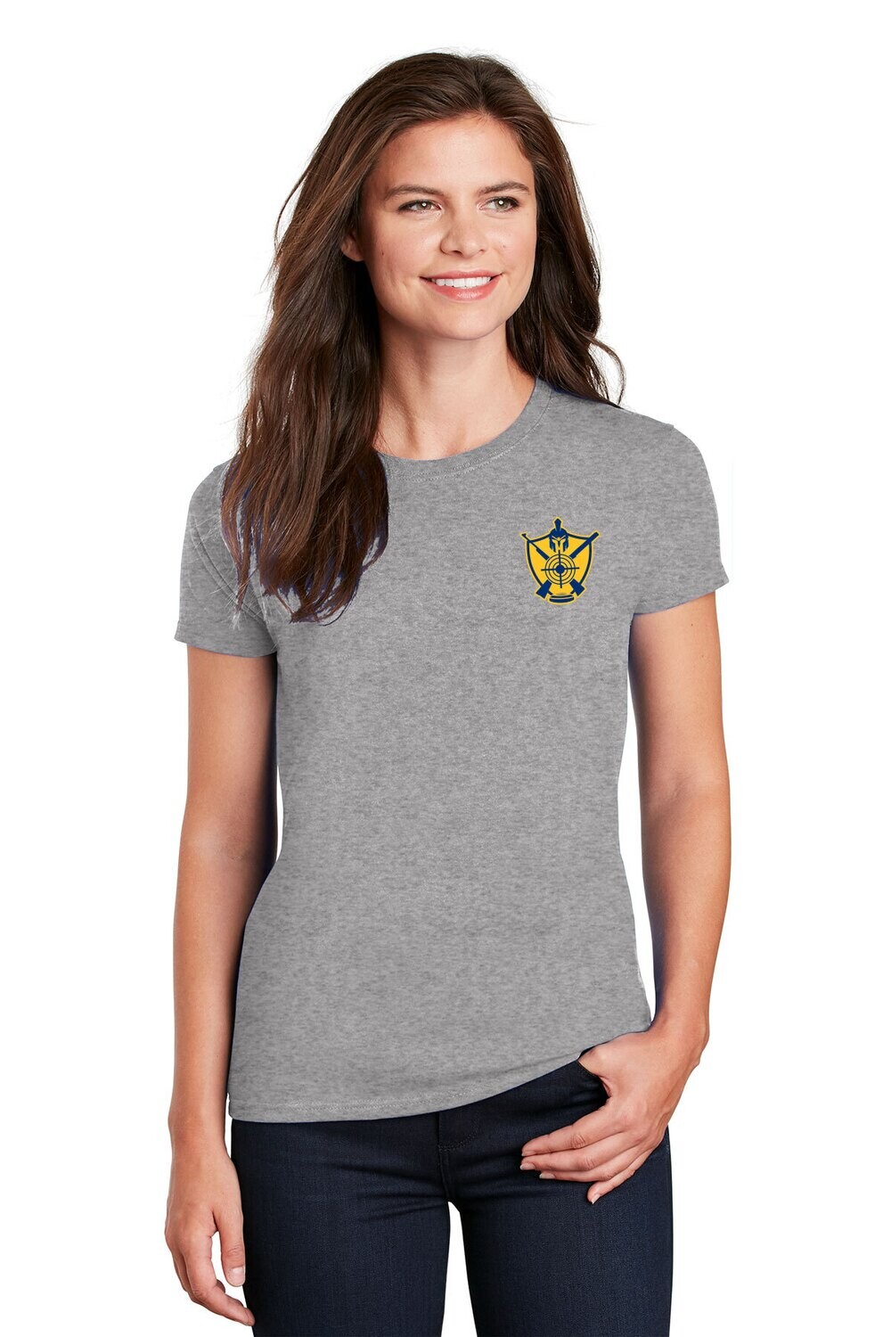 Women's Basic Cotton Tee-Grey/Navy
