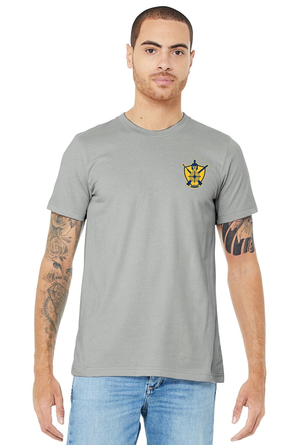 Unisex Premium Cotton Tee-Grey/Navy/Gold
