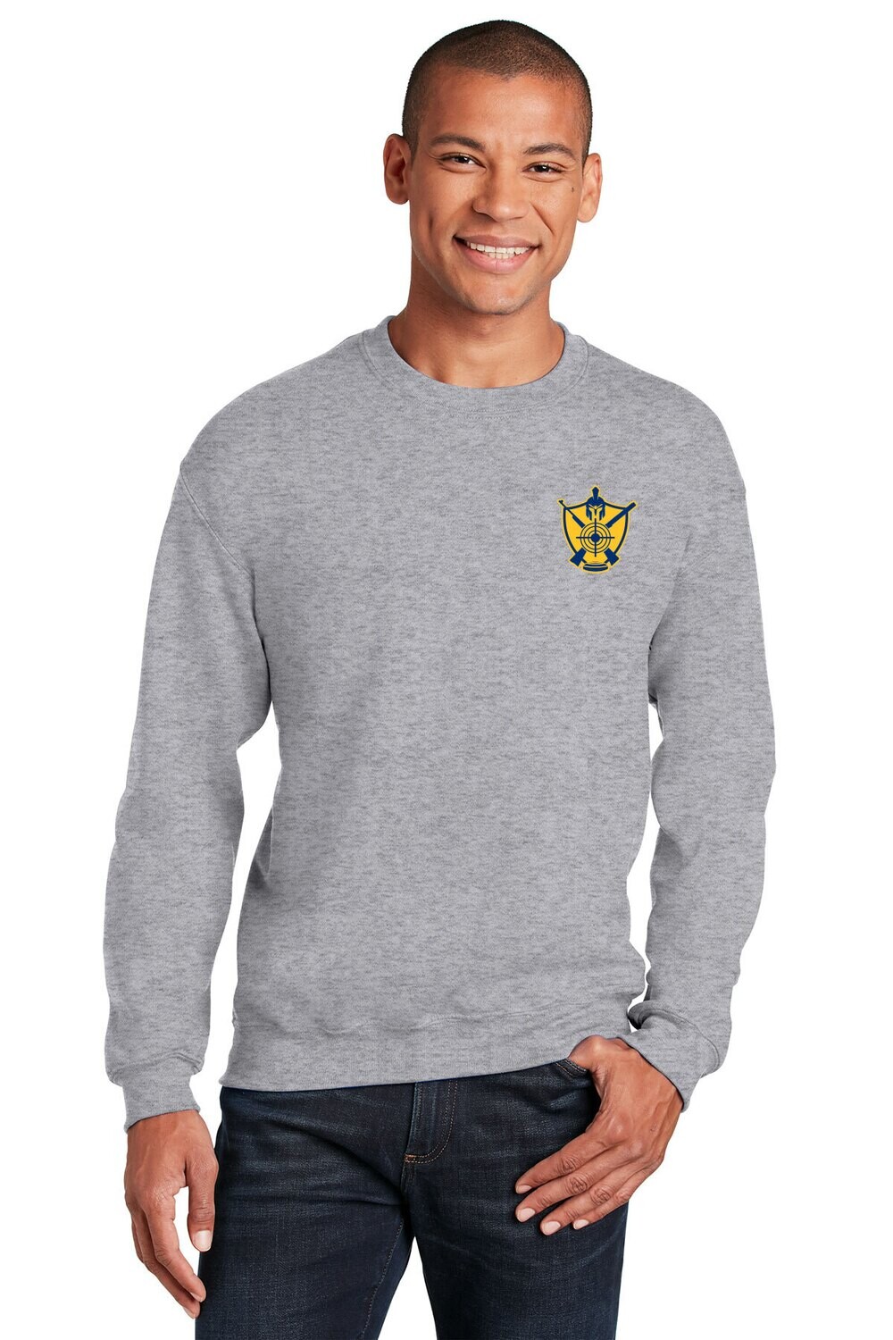 Unisex Heavy Blend Crewneck Sweatshirt-Grey/Navy/Gold