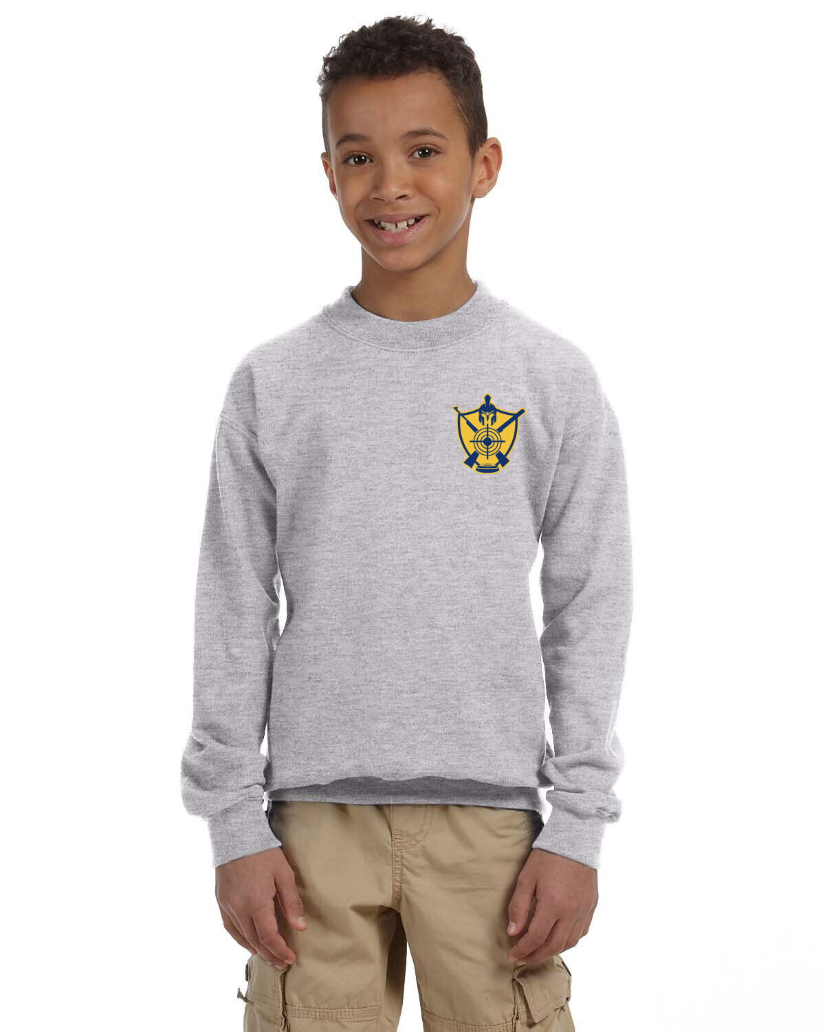 Youth Heavy Blend Crew Neck Sweatshirt-Grey/Navy Youth Heavy Blend Crew Neck Sweatshirt-Grey/Navy