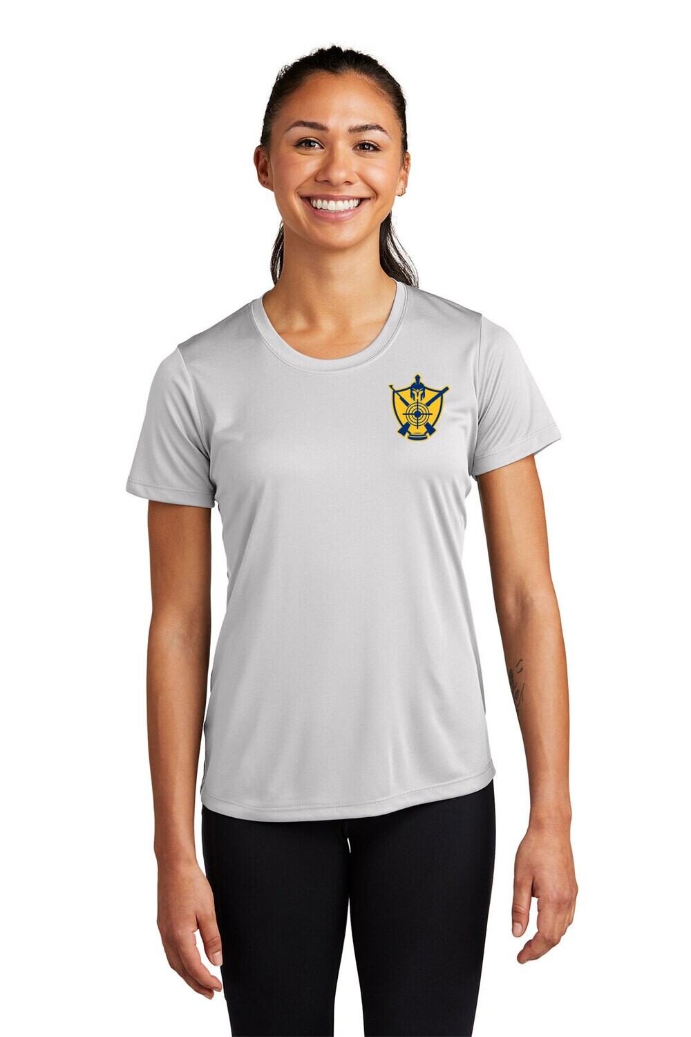 Women's Performance Tee-Grey/Navy/Gold