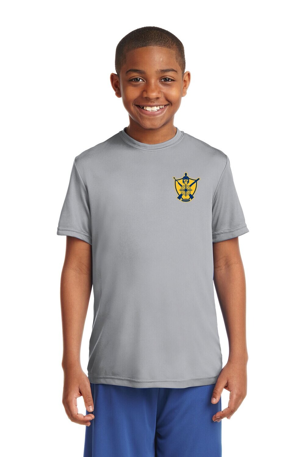 Youth Performance Tee-Grey/Navy/Gold