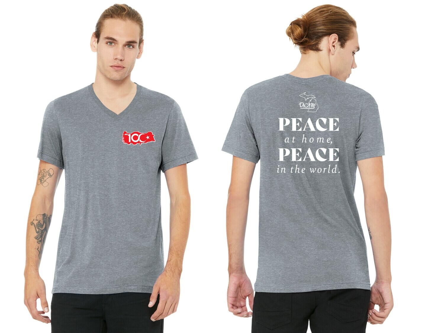 Unisex Heather CVC V-Neck Tee-Athletic Heather