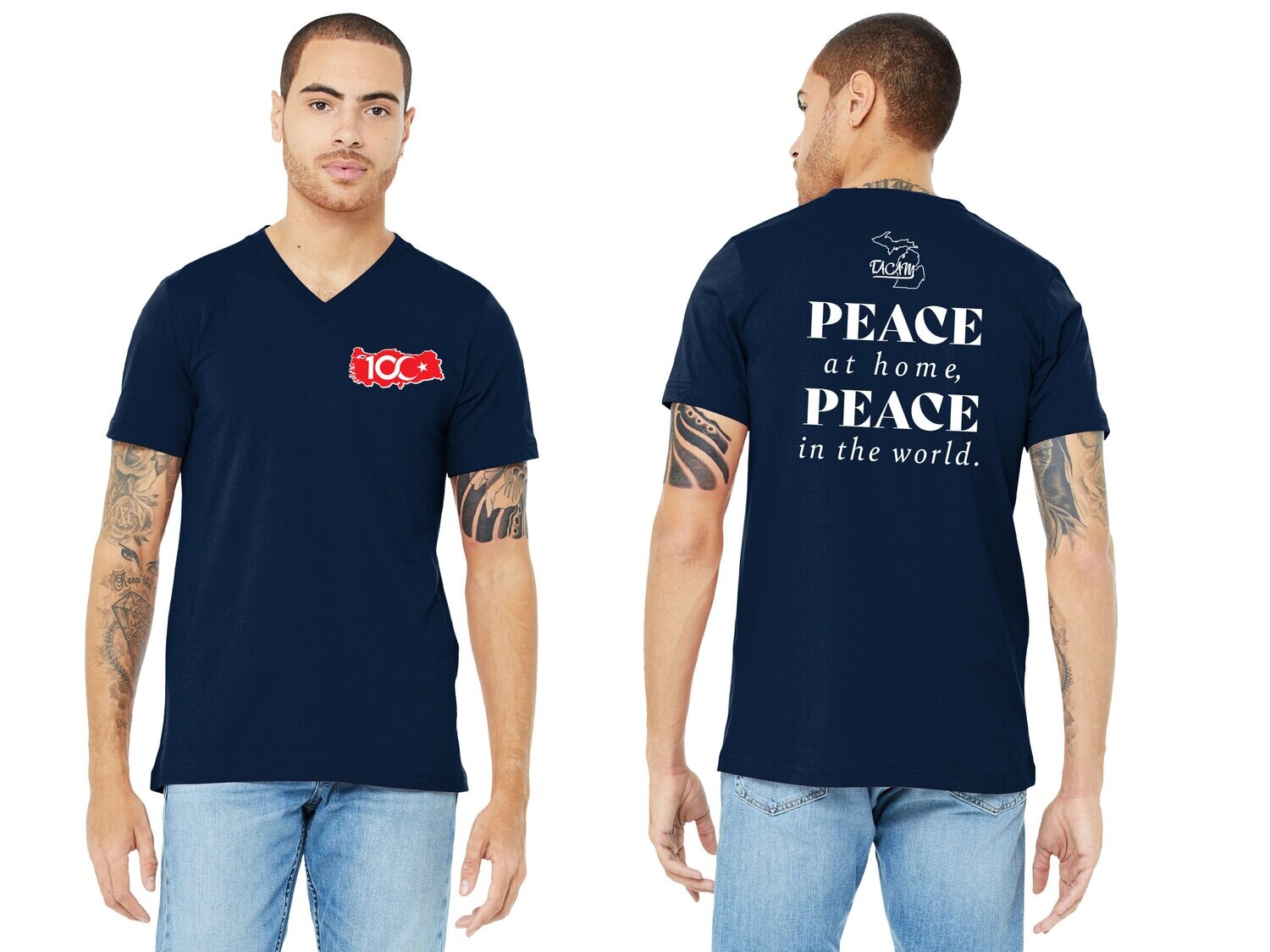 Unisex Jersey Short Sleeve V-Neck Tee-Navy/Red/Royal/Black