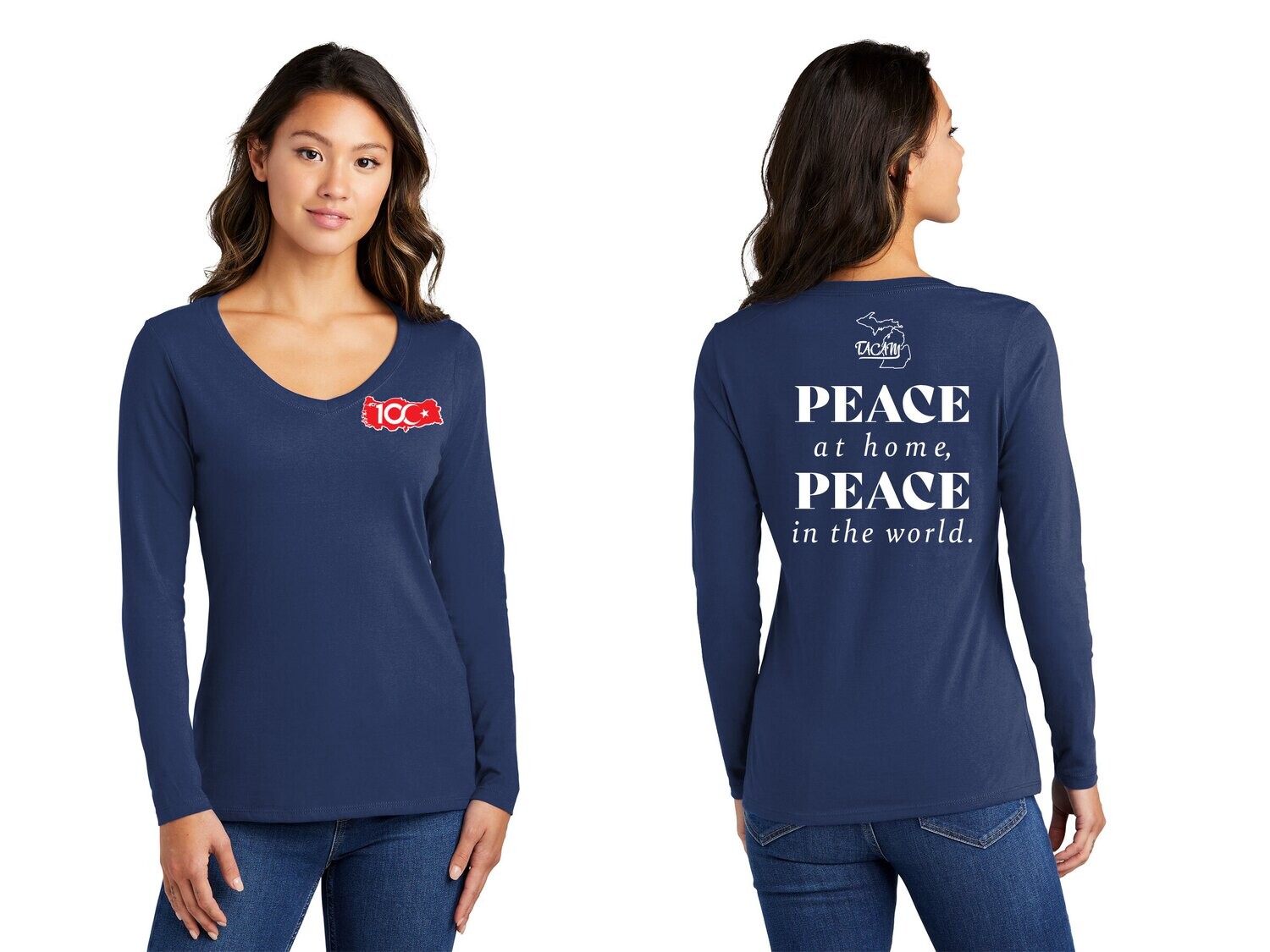 Ladies Long Sleeve Fan Favorite V-Neck Tee
-Navy/Red/Royal/Athletic Heather/Black