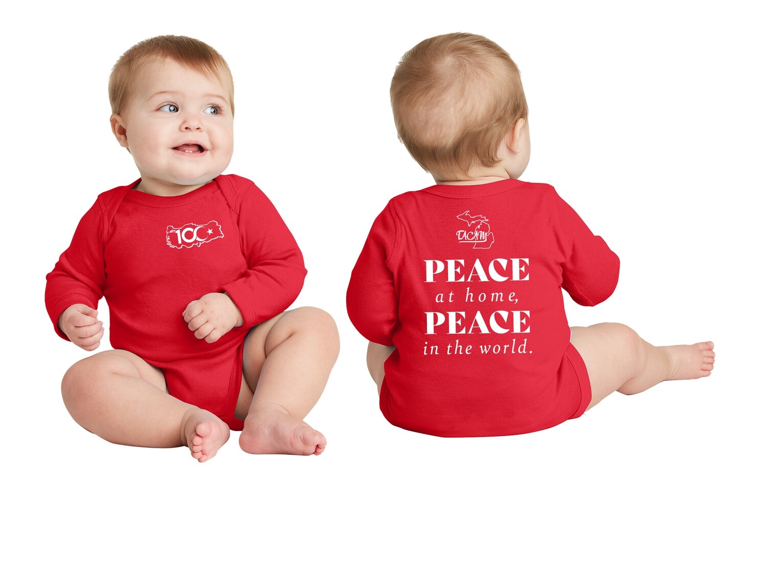 Infant Long Sleeve Baby Rib Bodysuit-Red/Ath Heather/Black
